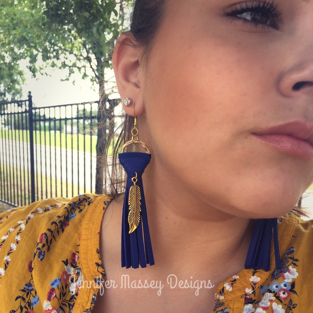 Blue tassel earrings